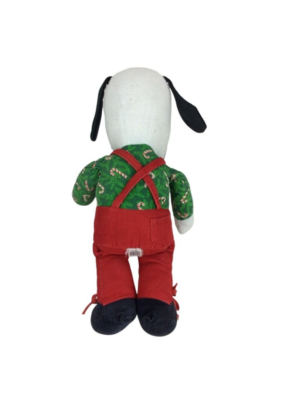 Vintage Snoopy Christmas Plush 13 inch Peanuts Doll In Red Overalls - Picture 4 of 6